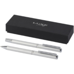 Lucetto cadeauset met balpen en rollerbalpen van gerecycled aluminium (zwarte inkt)
