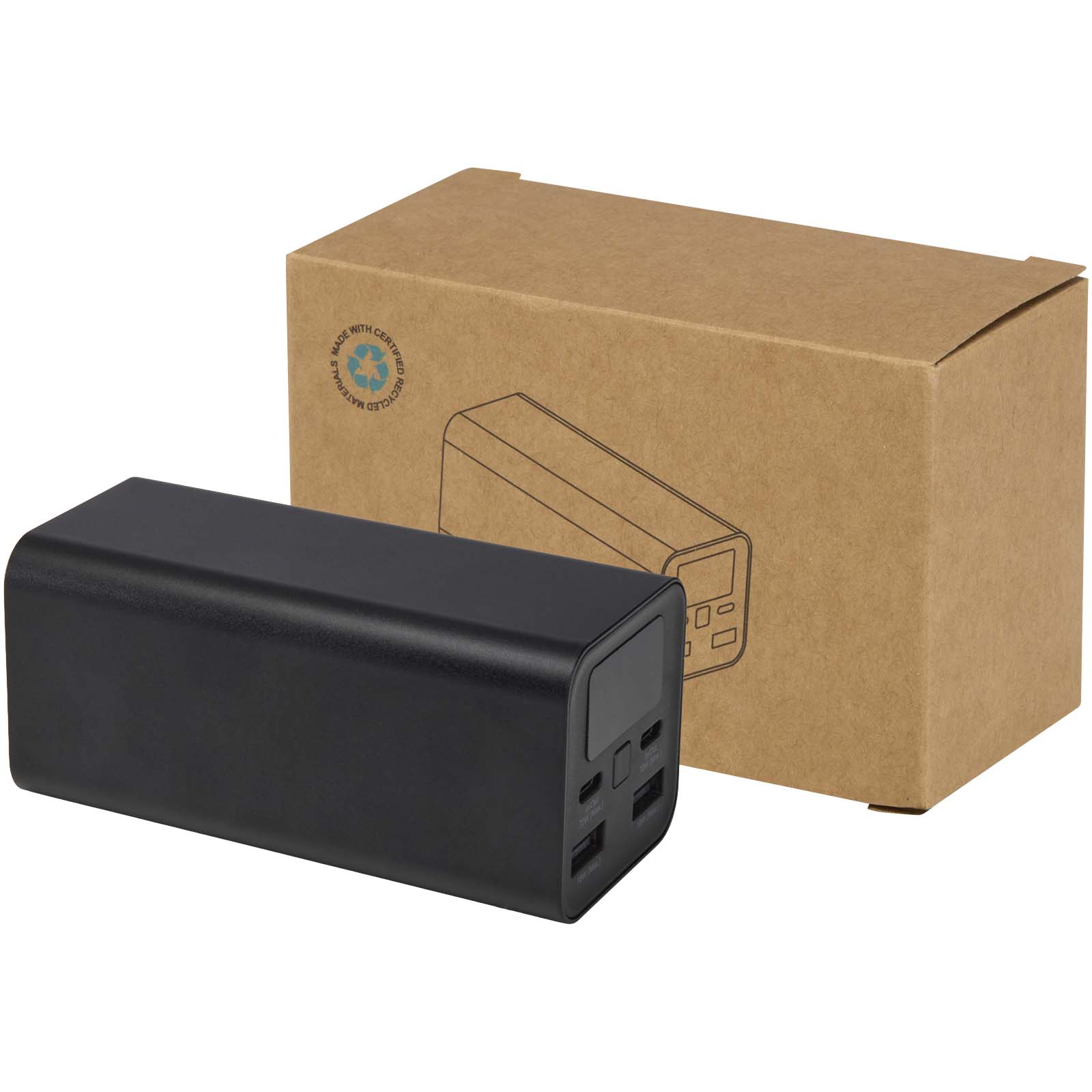 Acamar powerbank van 20.000 mAh 70 W voor laptops van gerecycled aluminium