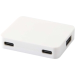 Gaia 4 poorts USB hub met uitgangen voor USB-A en Type-C en dubbele ingang van gerecycled plastic
