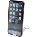 Aggia telefoonstandaard van gerecycled plastic met fidgetspeeltje