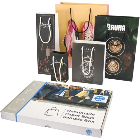 Sample box met handgemaakte integra papieren tassen