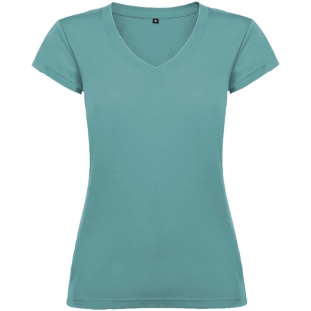 Victoria 155 g/m² damesshirt met V-hals en korte mouwen
